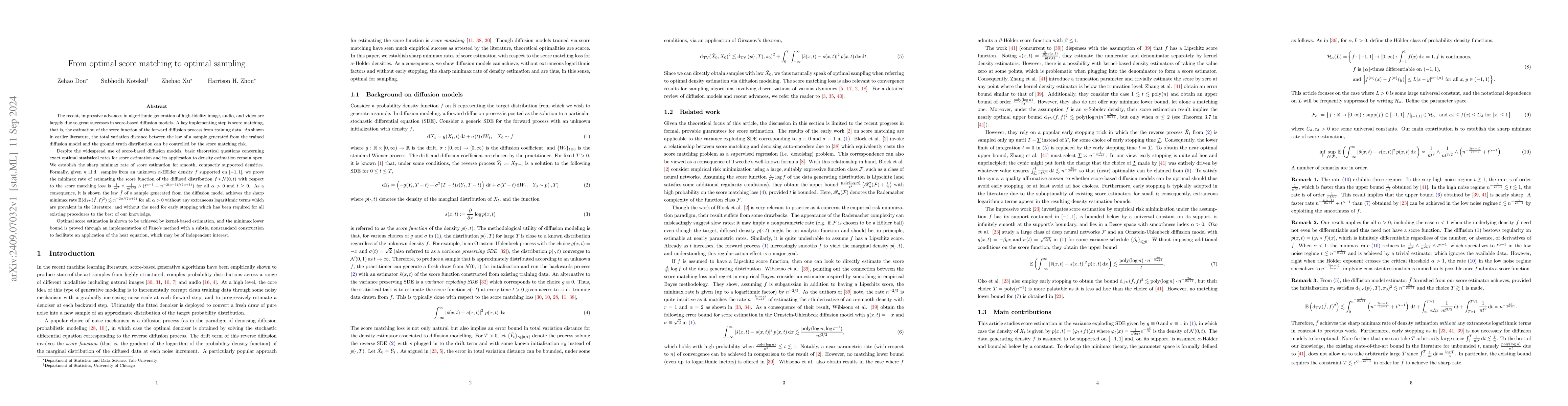 Thumbnail for From optimal score matching to optimal sampling