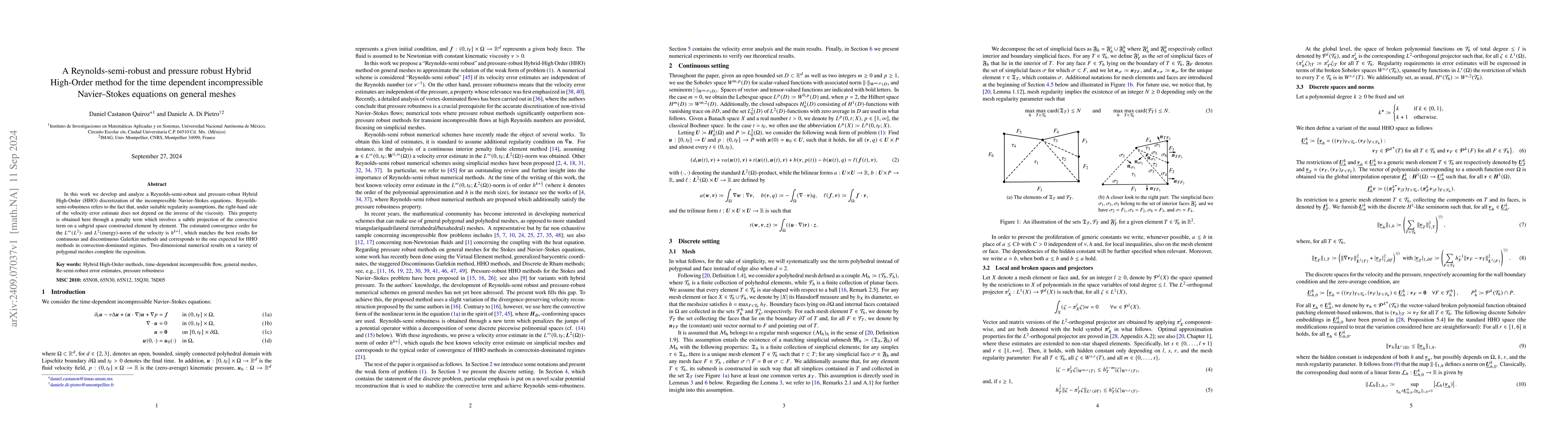 Thumbnail for A Reynolds-semi-robust and pressure robust Hybrid High-Order method for
  the time dependent incompressible Navier--Stokes equations on general meshes