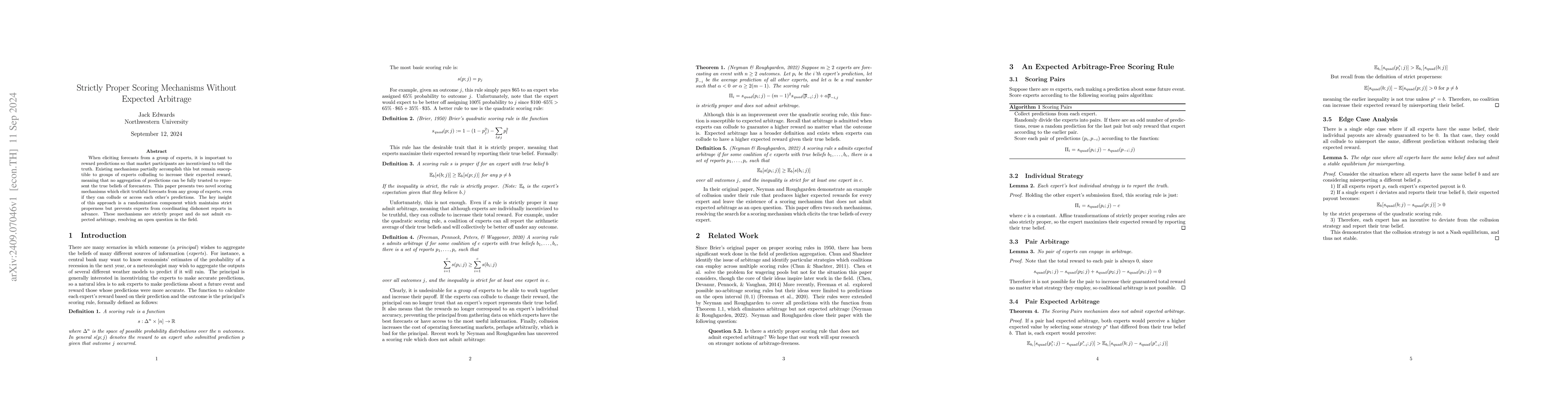 Thumbnail for Strictly Proper Scoring Mechanisms Without Expected Arbitrage