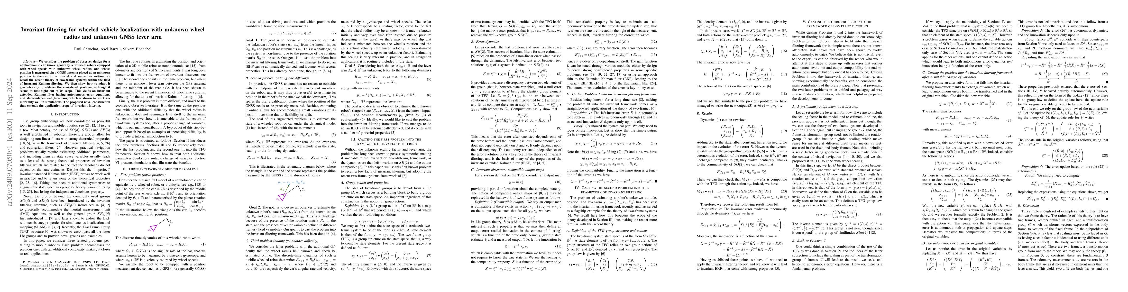 Thumbnail for Invariant filtering for wheeled vehicle localization with unknown wheel
  radius and unknown GNSS lever arm