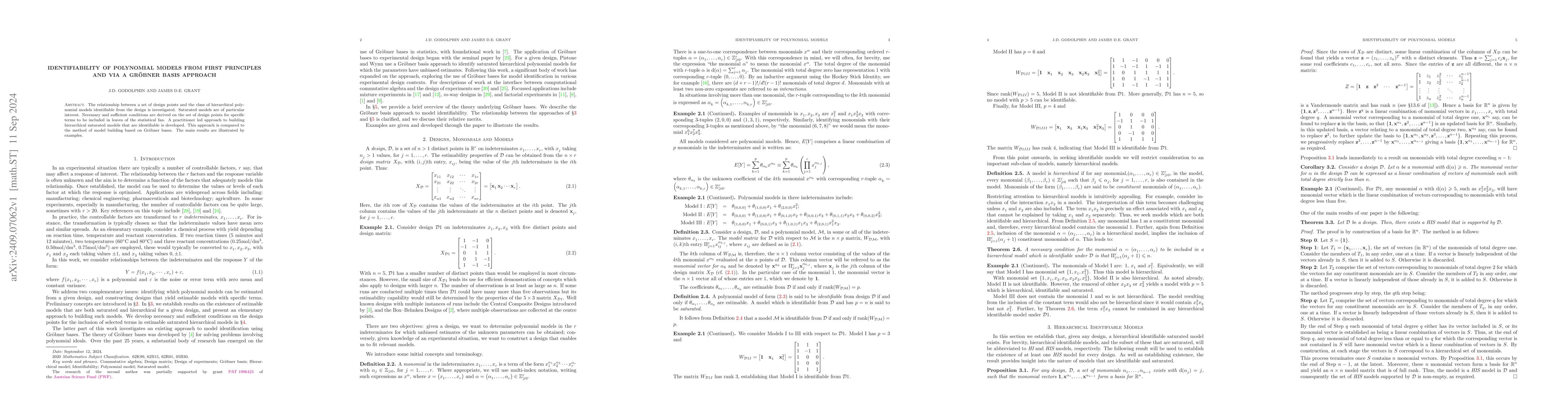 Thumbnail for Identifiability of Polynomial Models from First Principles and via a
  Gröbner Basis Approach