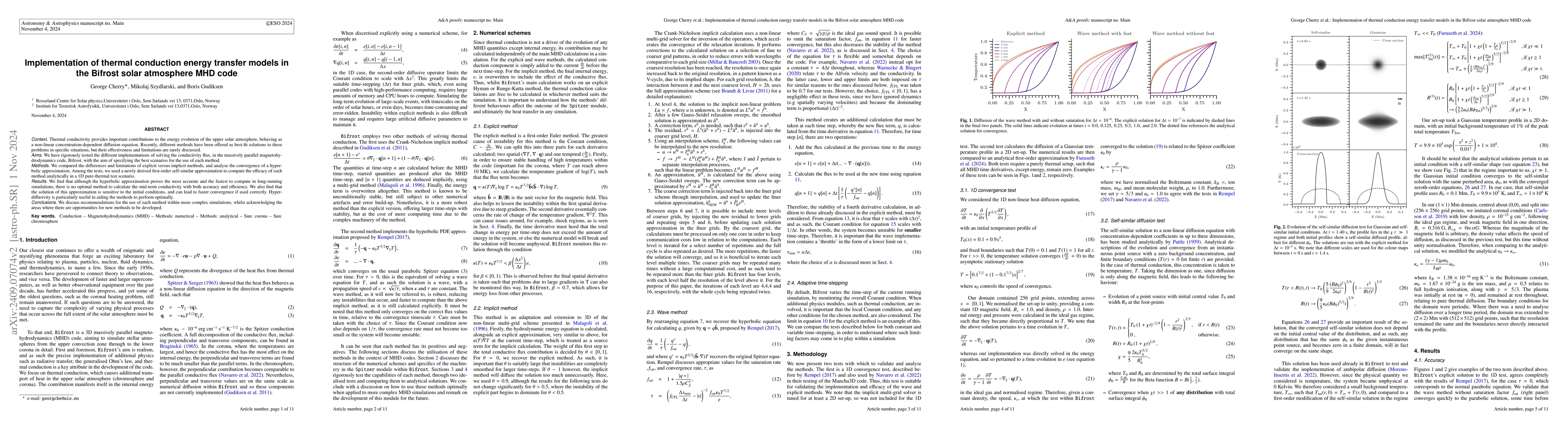 Thumbnail for Implementation of thermal conduction energy transfer models in the
  Bifrost Solar atmosphere MHD code