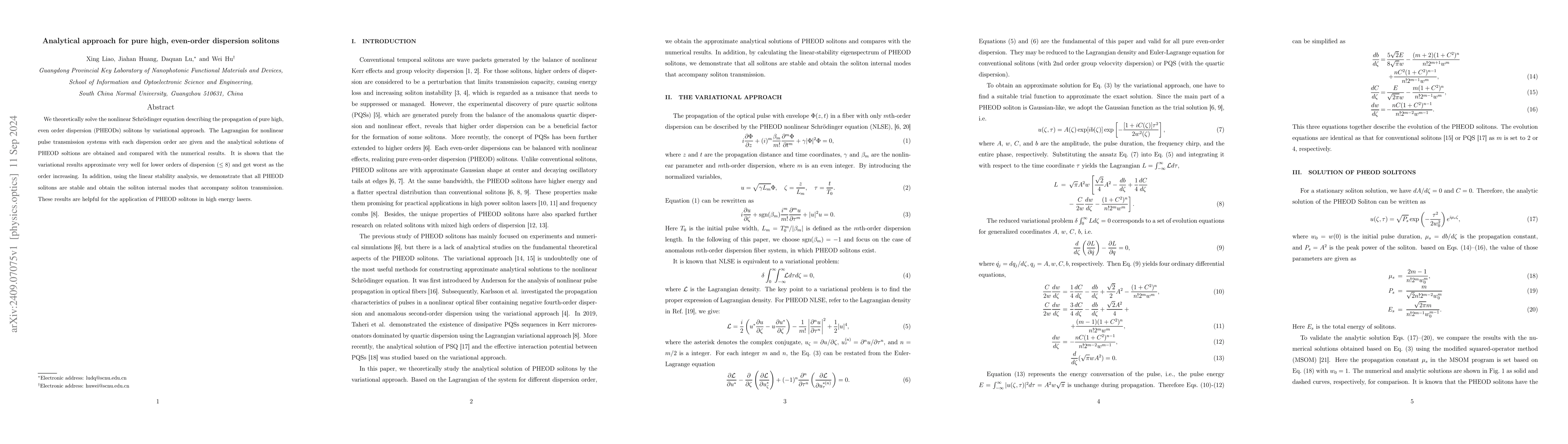 Thumbnail for Analytical approach for pure high, even-order dispersion solitons