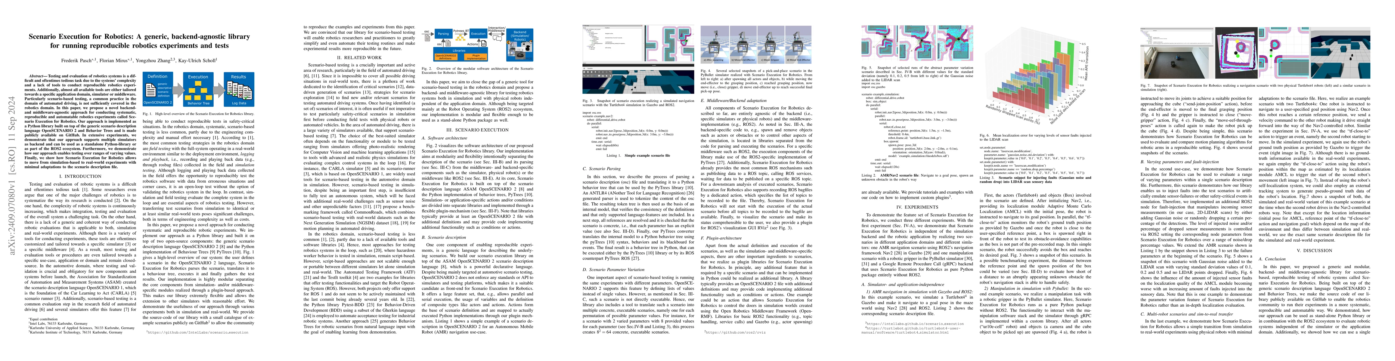 Thumbnail for Scenario Execution for Robotics: A generic, backend-agnostic library for
  running reproducible robotics experiments and tests