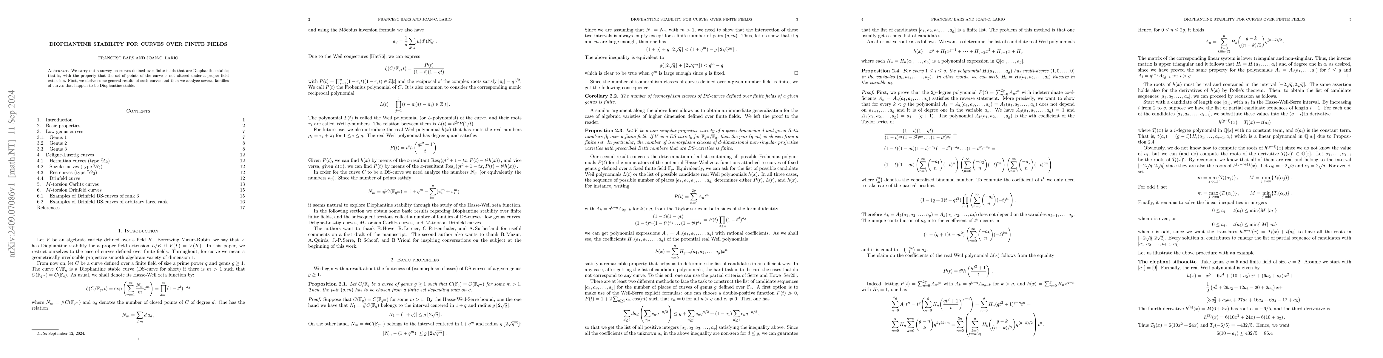 Thumbnail for Diophantine stability for curves over finite fields