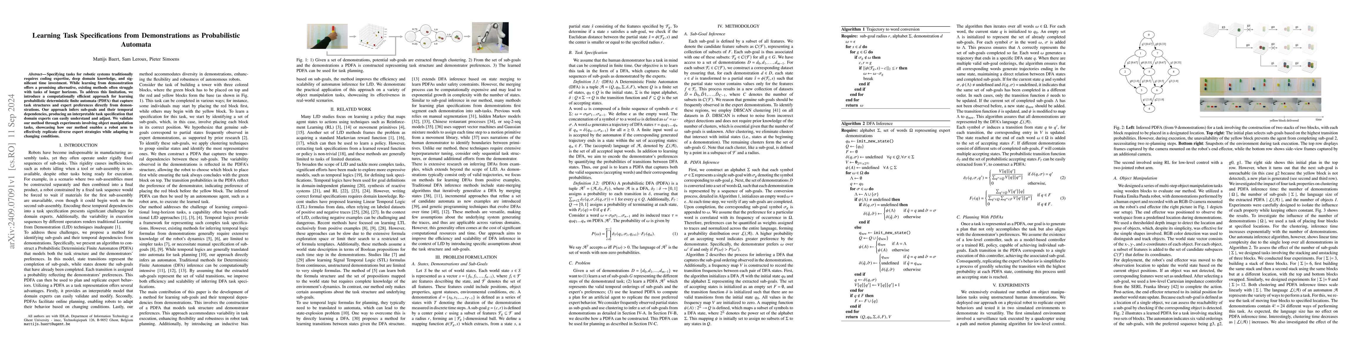 Thumbnail for Learning Task Specifications from Demonstrations as Probabilistic
  Automata