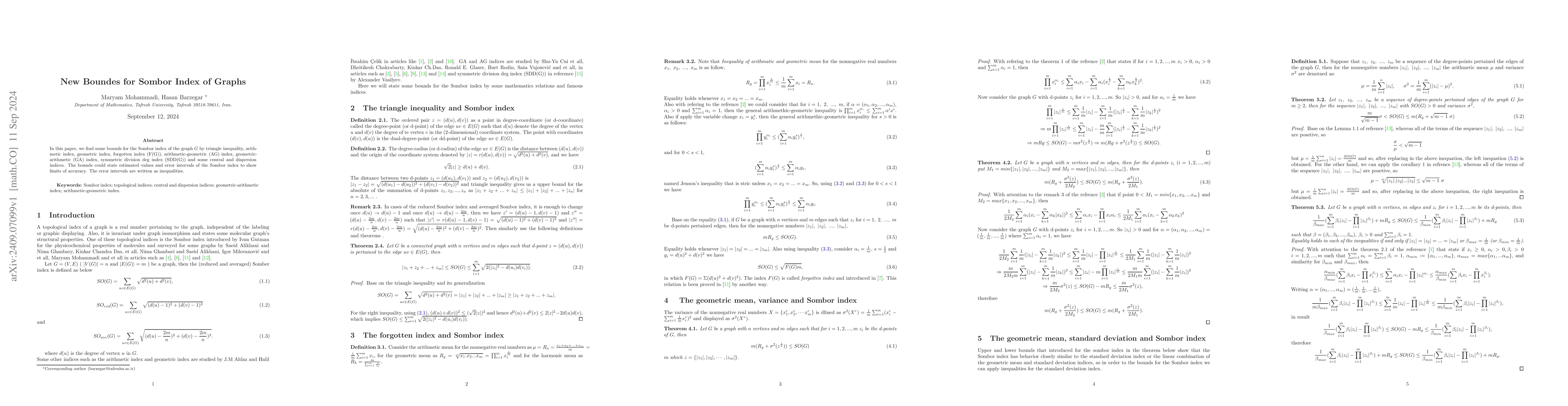 Thumbnail for New boundes for Sombor index of Graphs