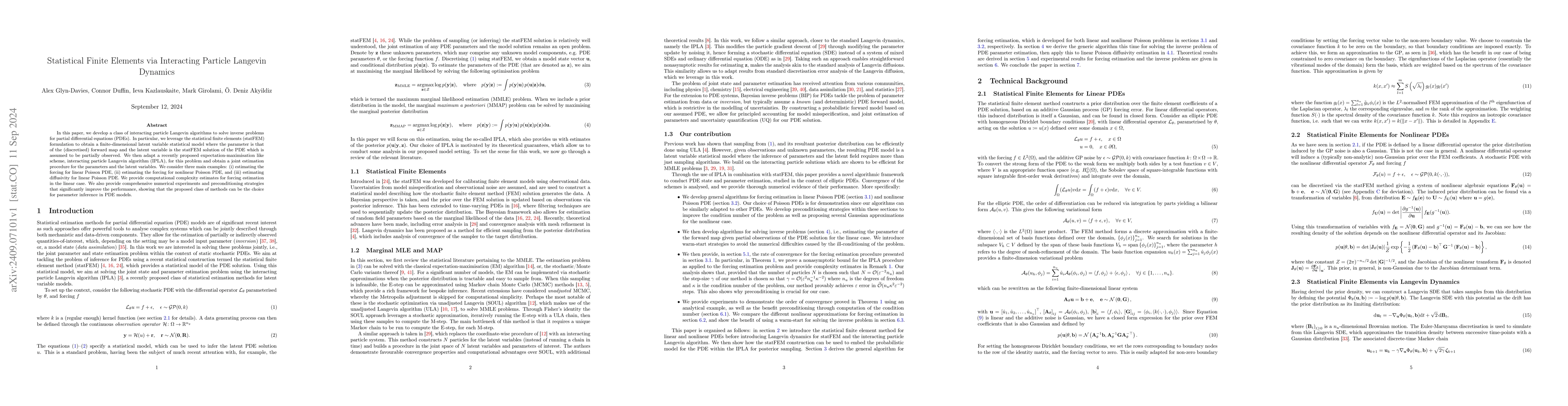 Thumbnail for Statistical Finite Elements via Interacting Particle Langevin Dynamics