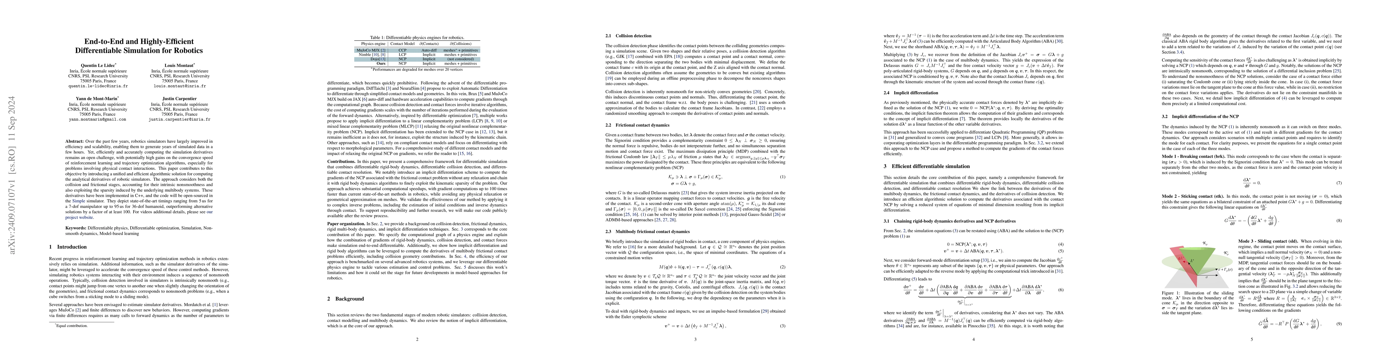 Thumbnail for End-to-End and Highly-Efficient Differentiable Simulation for Robotics