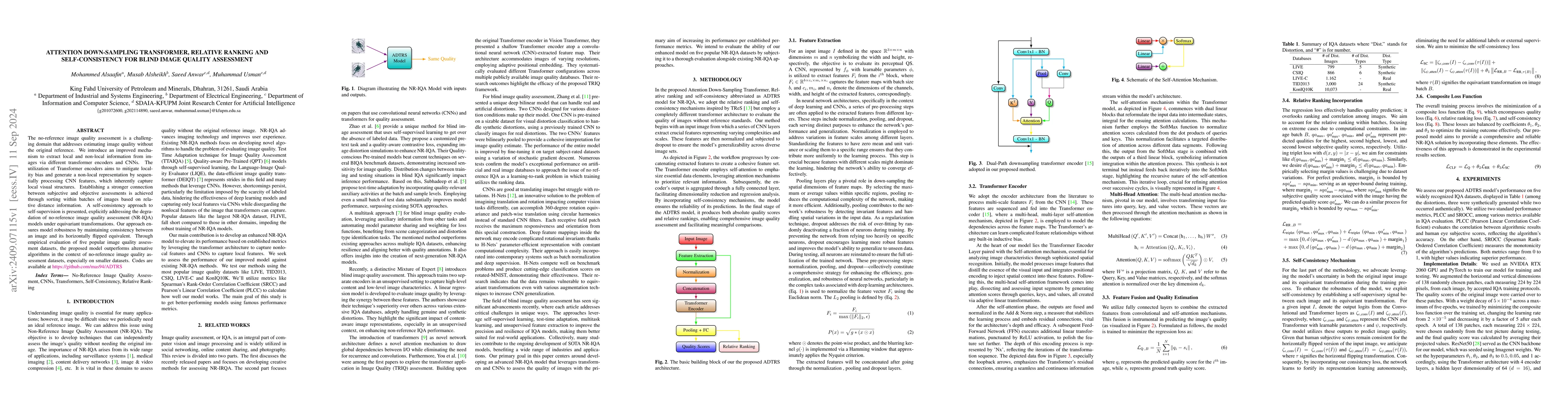 Thumbnail for Attention Down-Sampling Transformer, Relative Ranking and
  Self-Consistency for Blind Image Quality Assessment