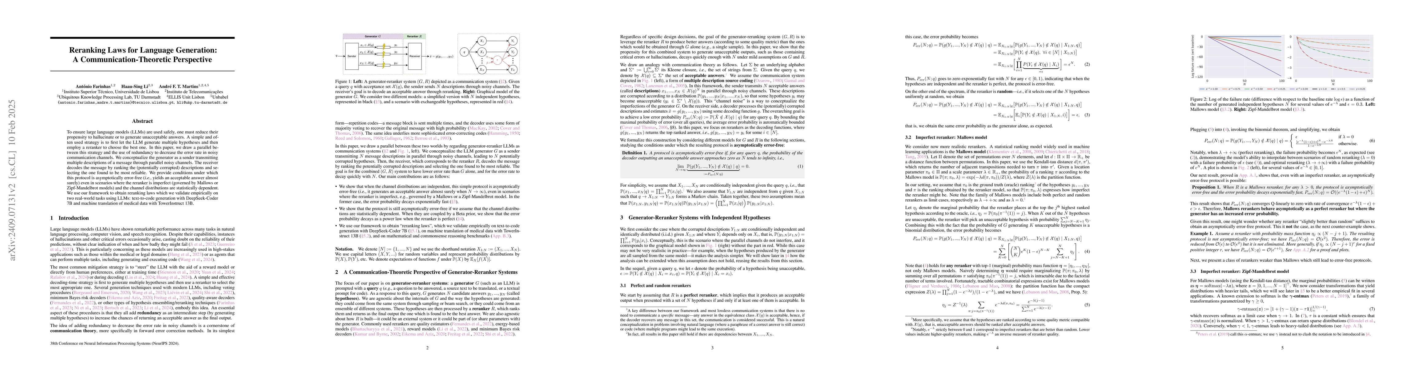 Thumbnail for Reranking Laws for Language Generation: A Communication-Theoretic
  Perspective
