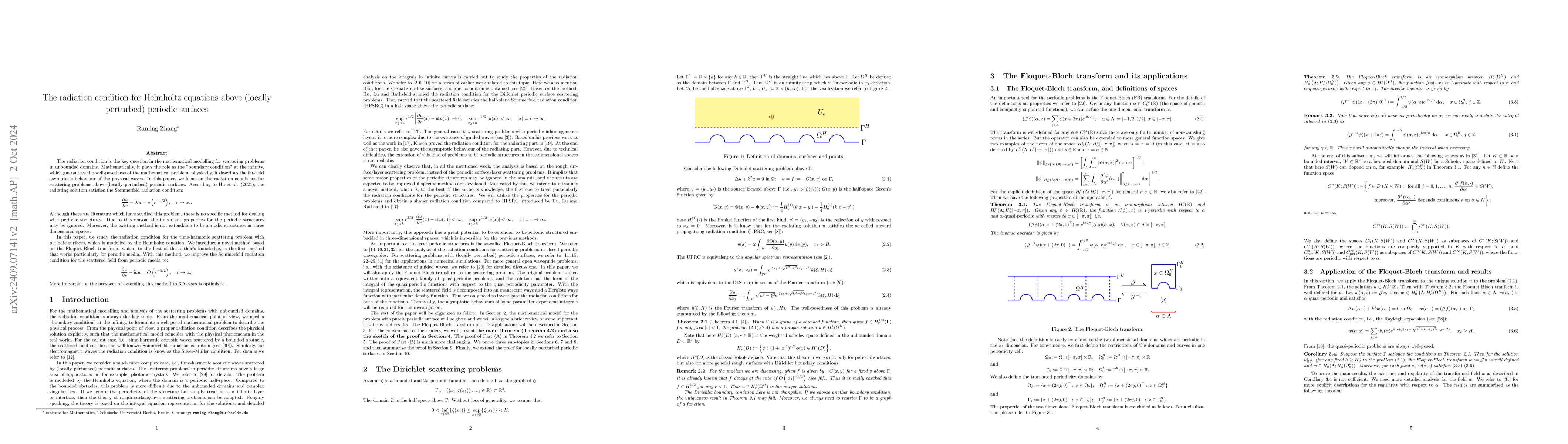 Thumbnail for The radiation condition for Helmholtz equations above (locally
  perturbed) periodic surfaces