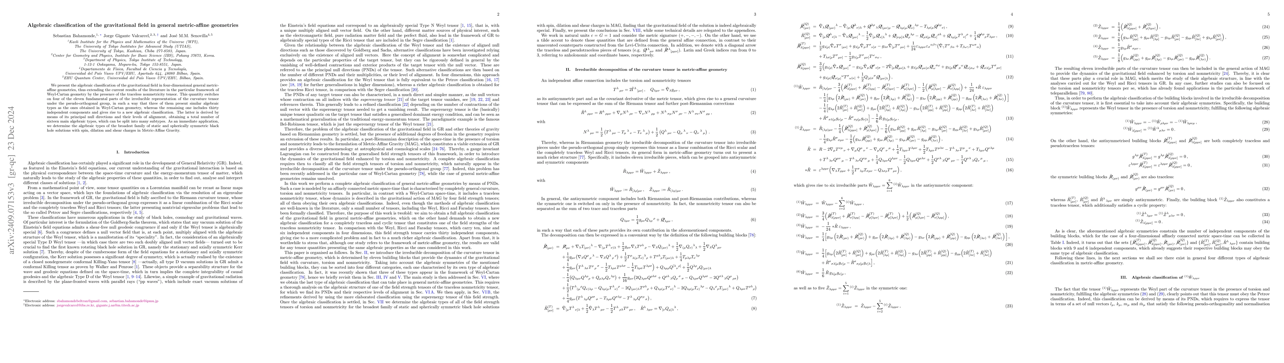 Thumbnail for Algebraic classification of the gravitational field in general
  metric-affine geometries