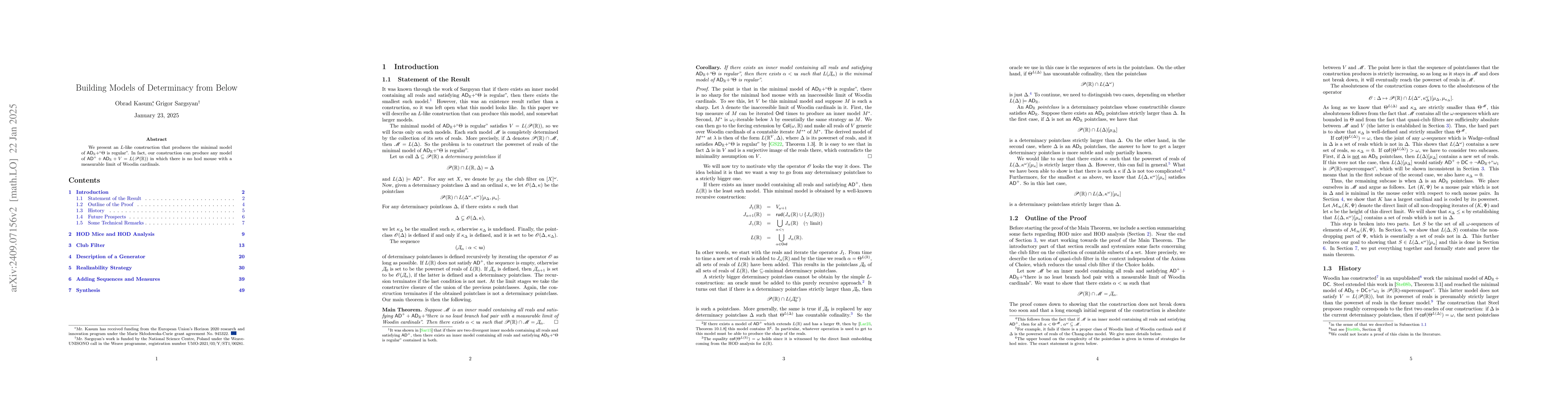 Thumbnail for Building Models of Determinacy from Below