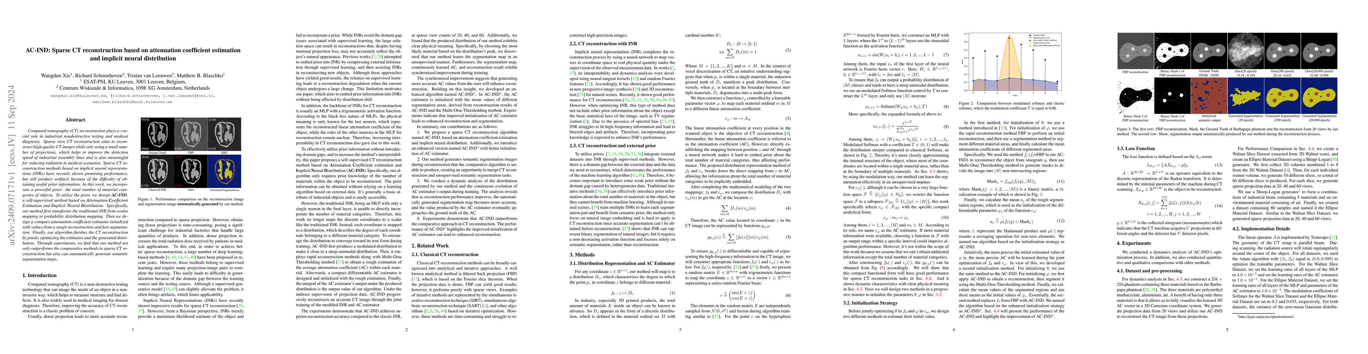 Thumbnail for AC-IND: Sparse CT reconstruction based on attenuation coefficient
  estimation and implicit neural distribution