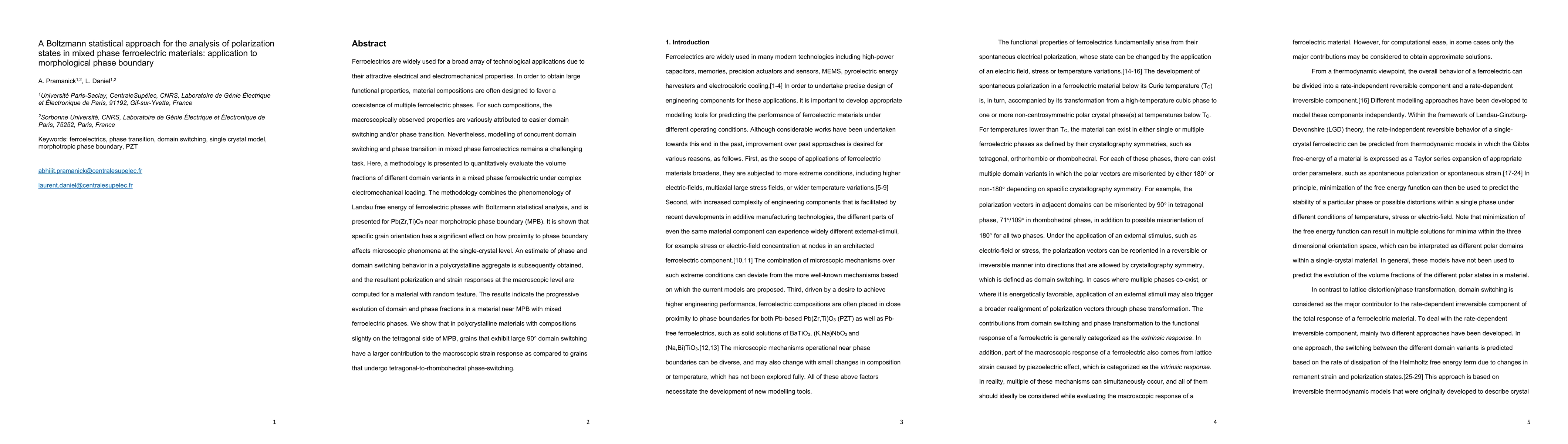Thumbnail for A Boltzmann statistical approach for the analysis of polarization states
  in mixed phase ferroelectric materials
