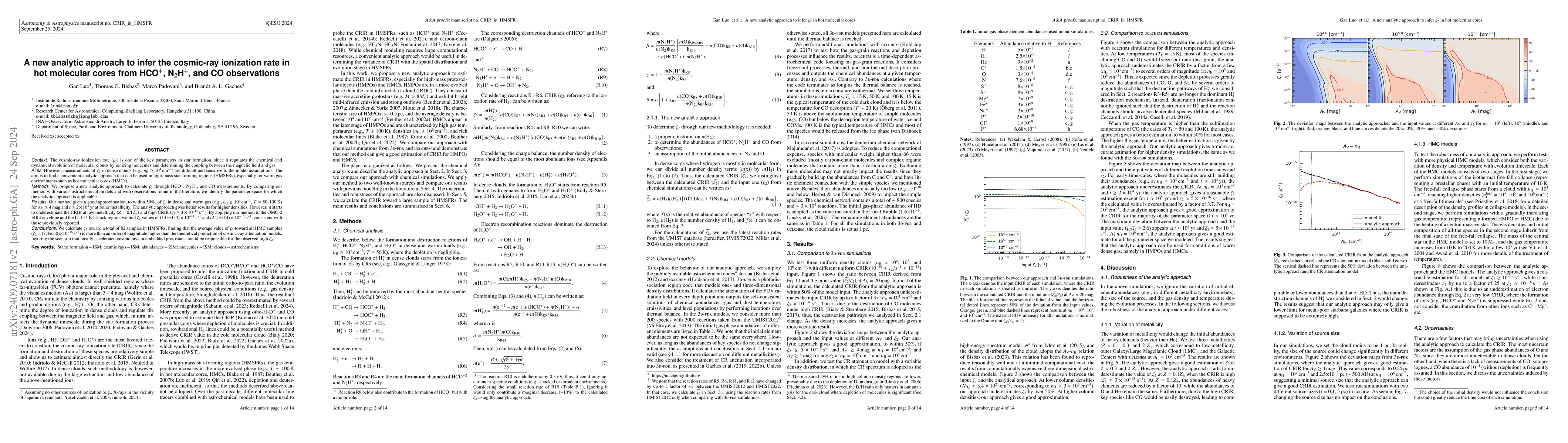 Thumbnail for A new analytic approach to infer the cosmic-ray ionization rate in hot
  molecular cores from HCO$^+$, N$_2$H$^+$, and CO observations