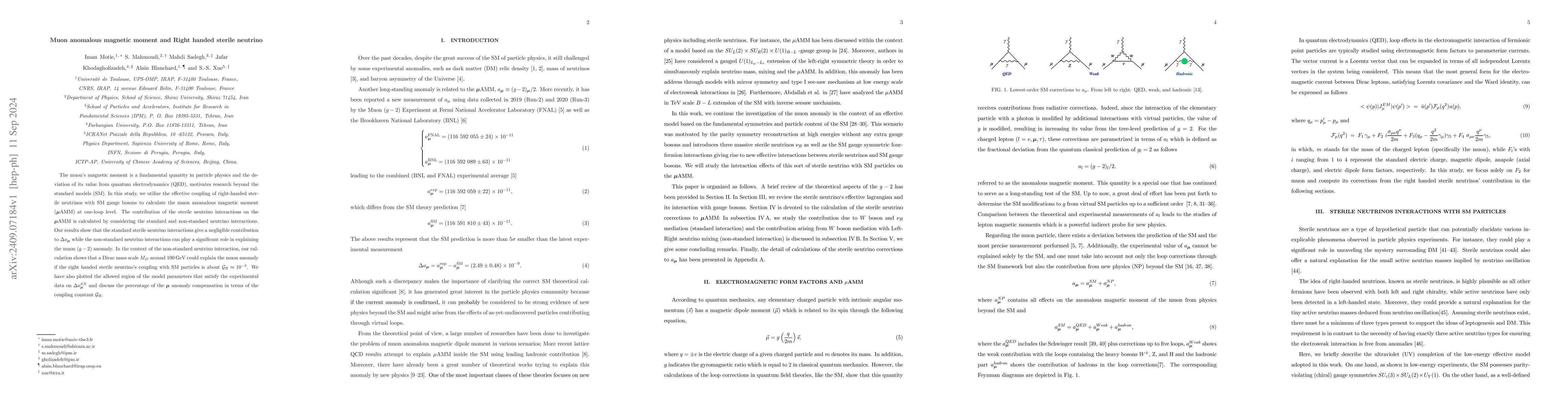 Thumbnail for Muon anomalous magnetic moment and Right handed sterile neutrino