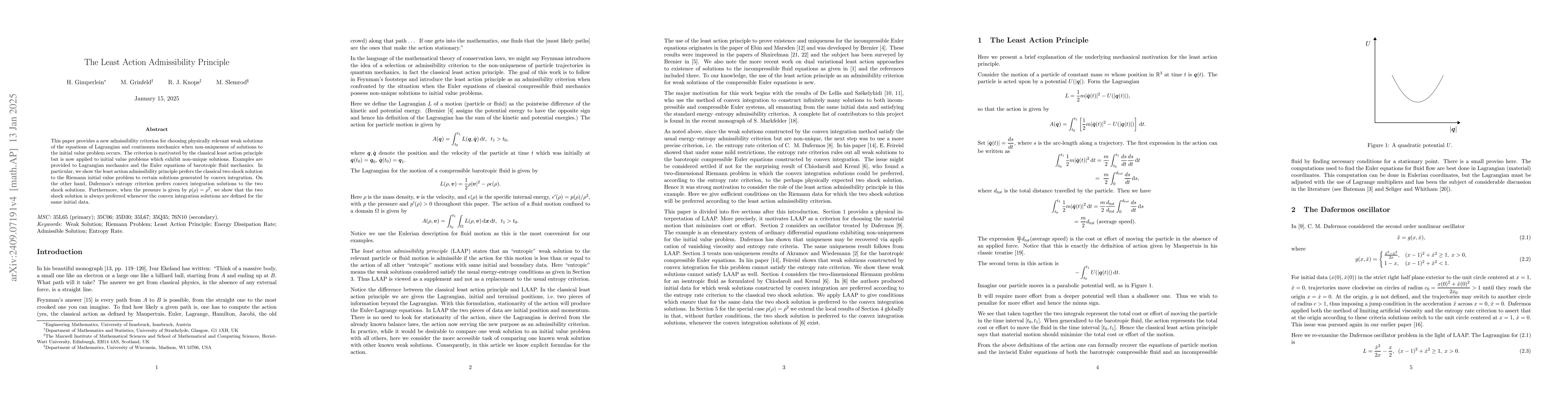 Thumbnail for The Least Action Admissibility Principle
