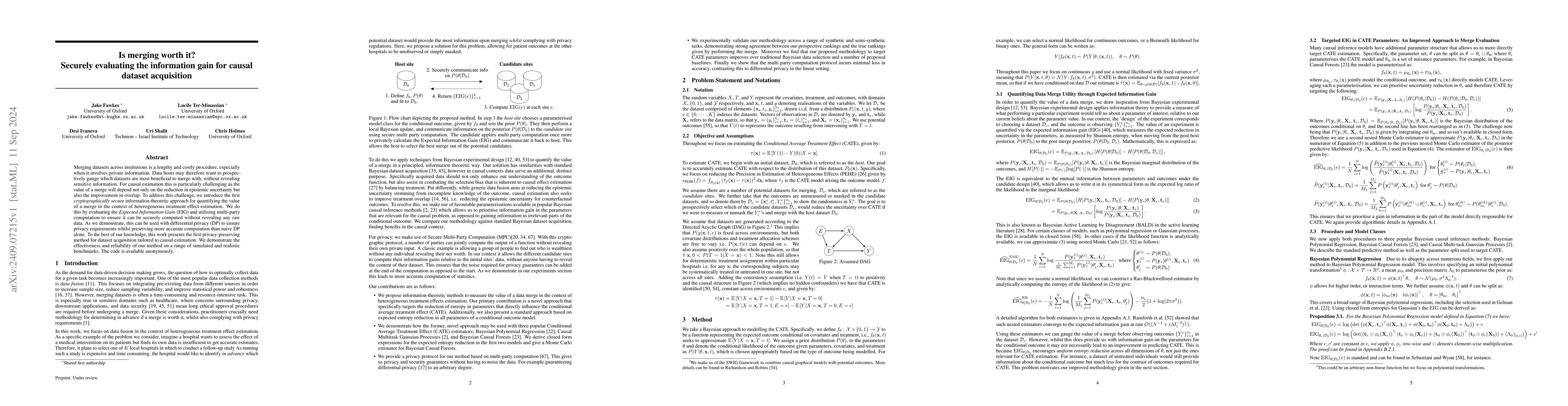 Thumbnail for Is merging worth it? Securely evaluating the information gain for causal
  dataset acquisition