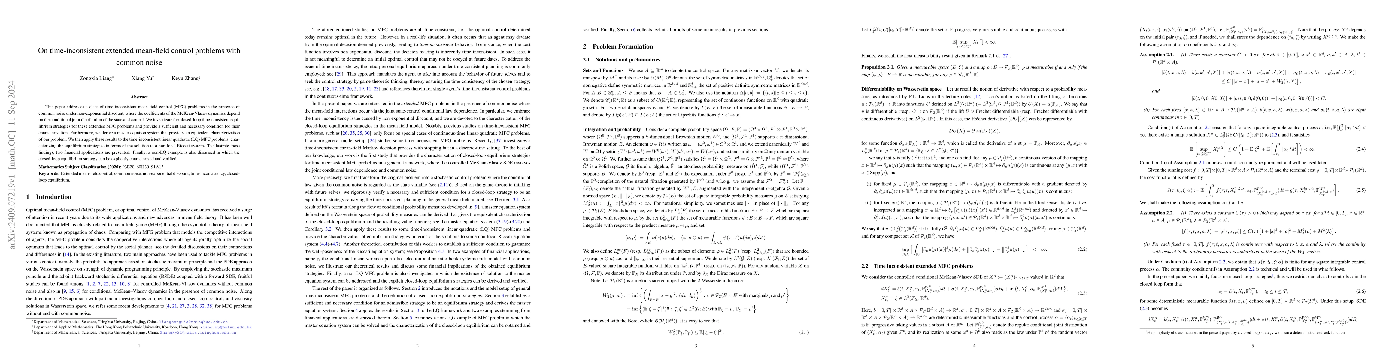 Thumbnail for On time-inconsistent extended mean-field control problems with common
  noise