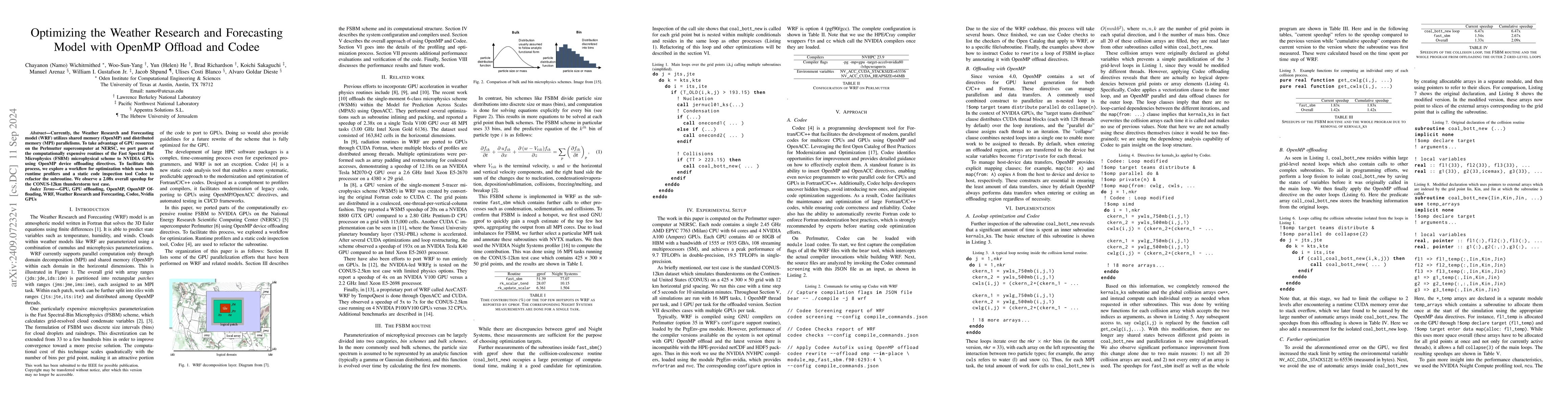 Thumbnail for Optimizing the Weather Research and Forecasting Model with OpenMP
  Offload and Codee