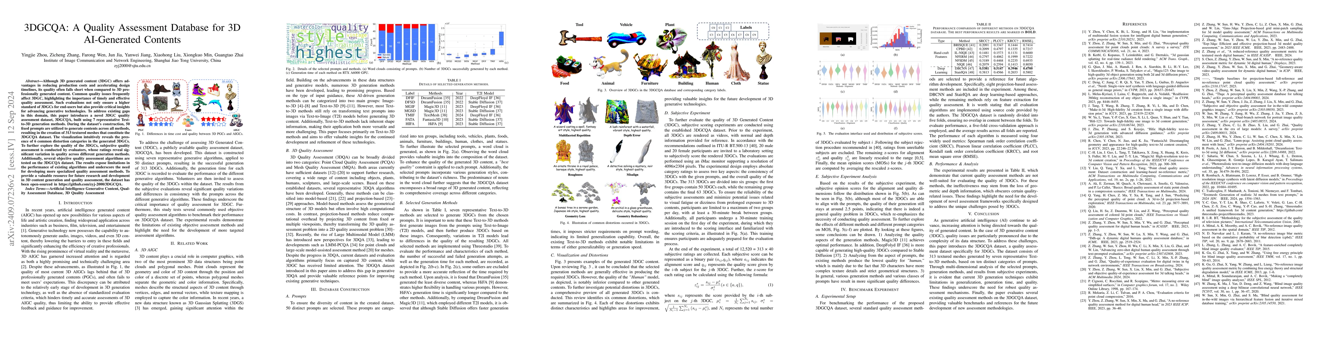 Thumbnail for 3DGCQA: A Quality Assessment Database for 3D AI-Generated Contents
