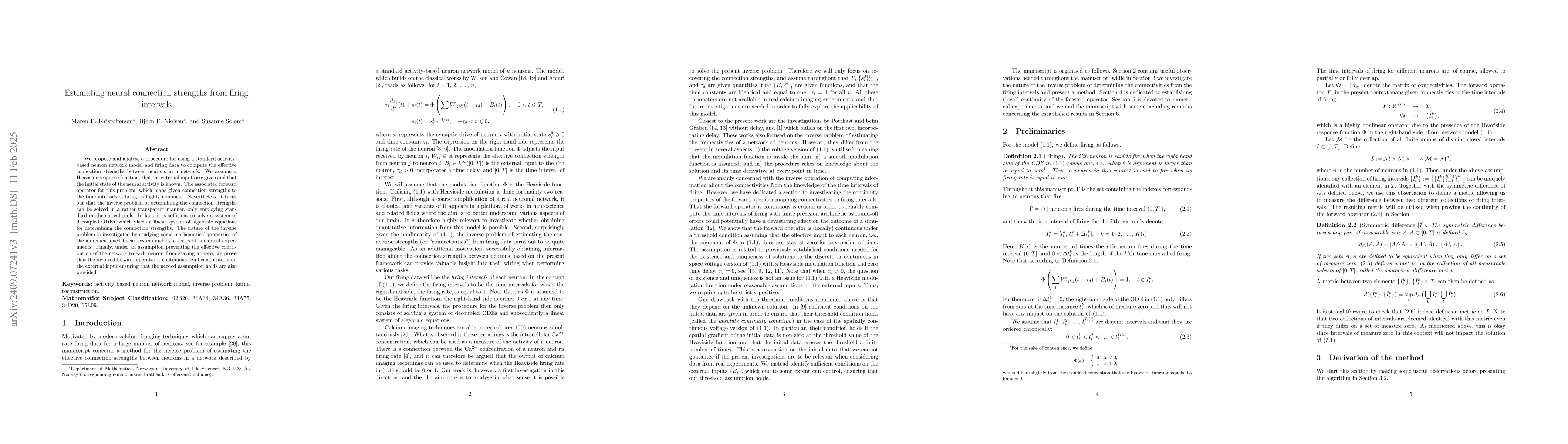 Thumbnail for Estimating neural connection strengths from firing intervals