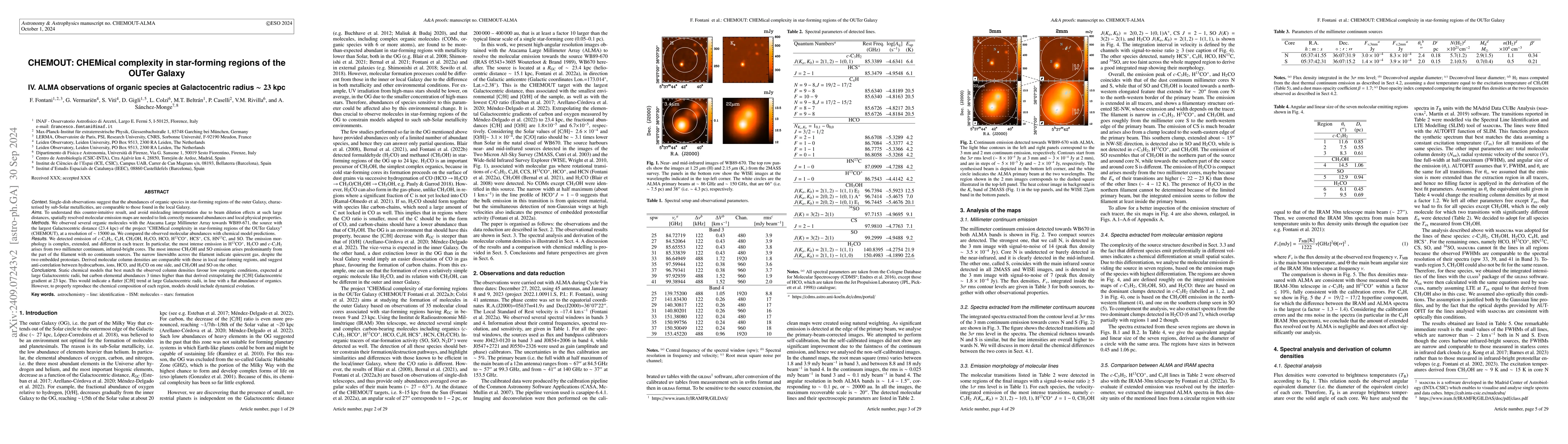 Thumbnail for CHEMOUT: CHEMical complexity in star-forming regions of the OUTer
  Galaxy. IV. ALMA observations of organic species at Galactocentric radius ~23
  kpc