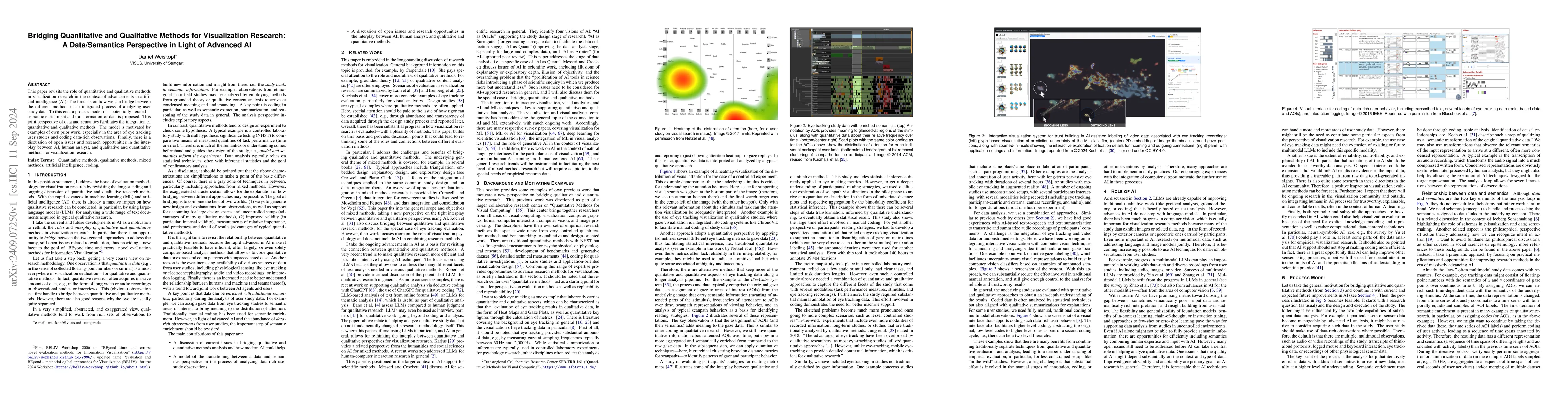 Thumbnail for Bridging Quantitative and Qualitative Methods for Visualization
  Research: A Data/Semantics Perspective in Light of Advanced AI