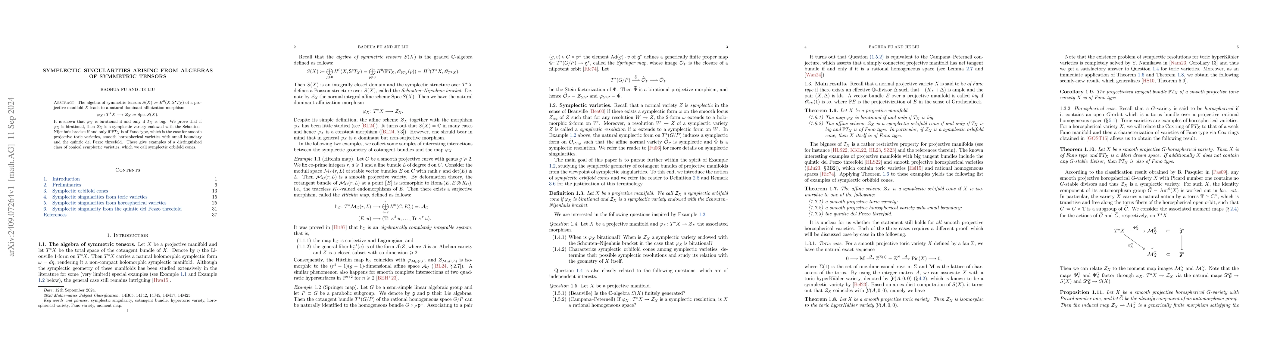Thumbnail for Symplectic singularities arising from algebras of symmetric tensors