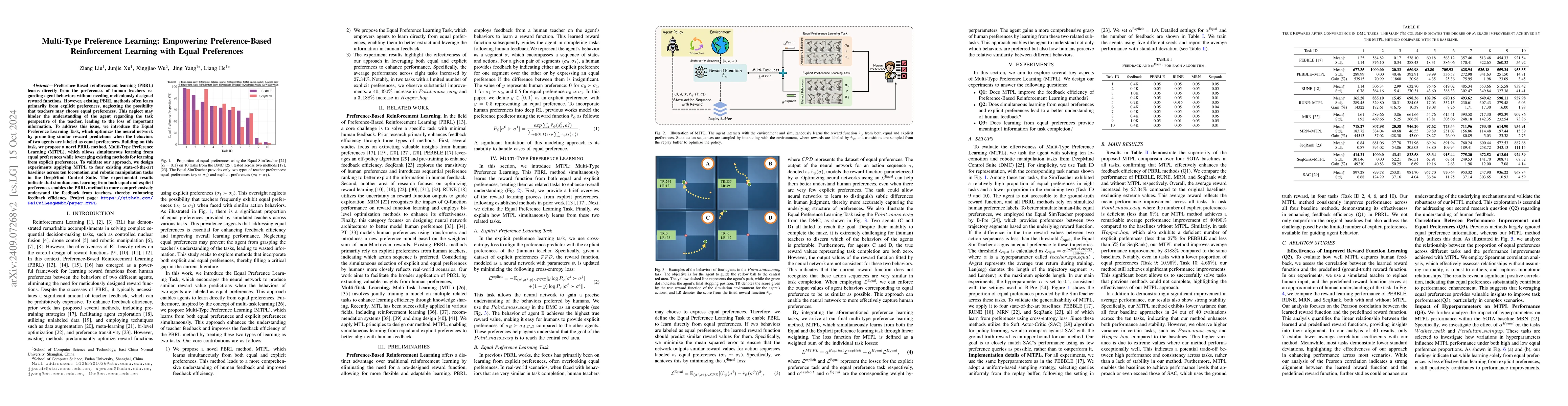 Thumbnail for Multi-Type Preference Learning: Empowering Preference-Based
  Reinforcement Learning with Equal Preferences
