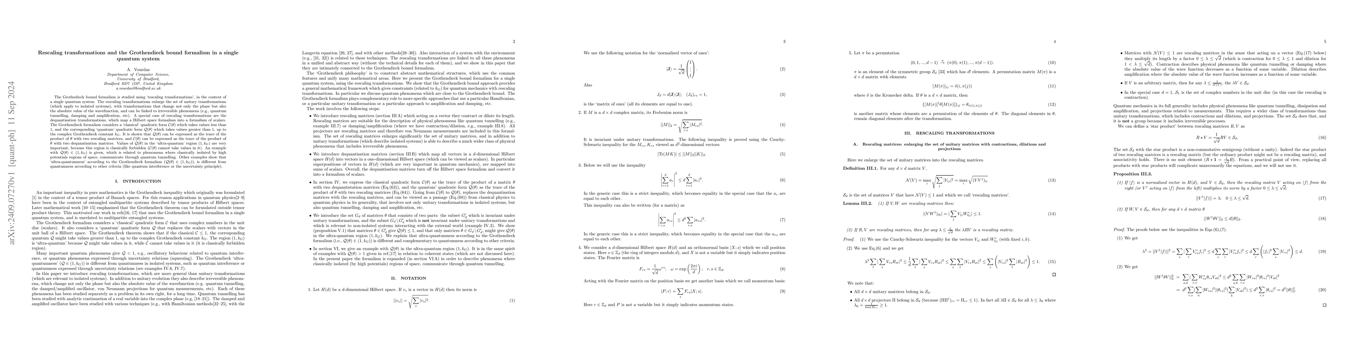 Thumbnail for Rescaling transformations and the Grothendieck bound formalism in a
  single quantum system