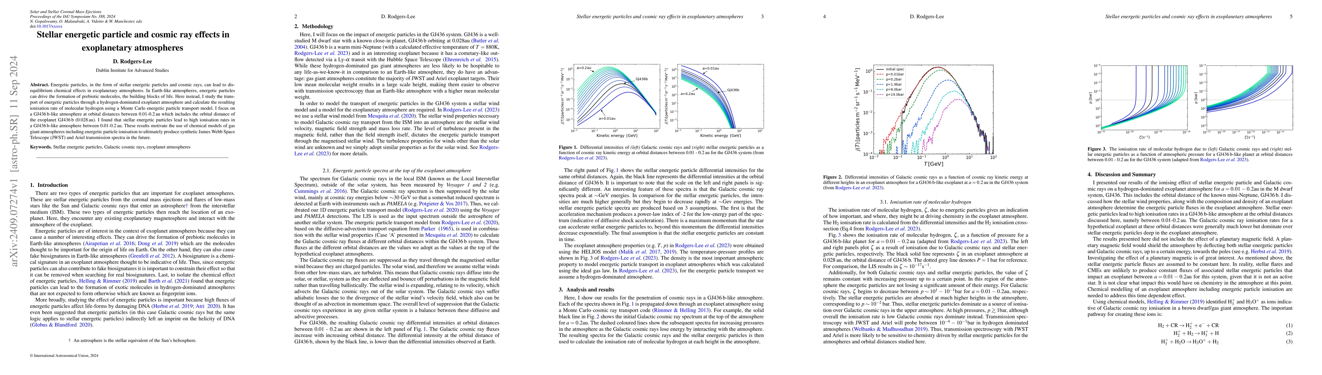 Thumbnail for Stellar energetic particle and cosmic ray effects in exoplanetary
  atmospheres