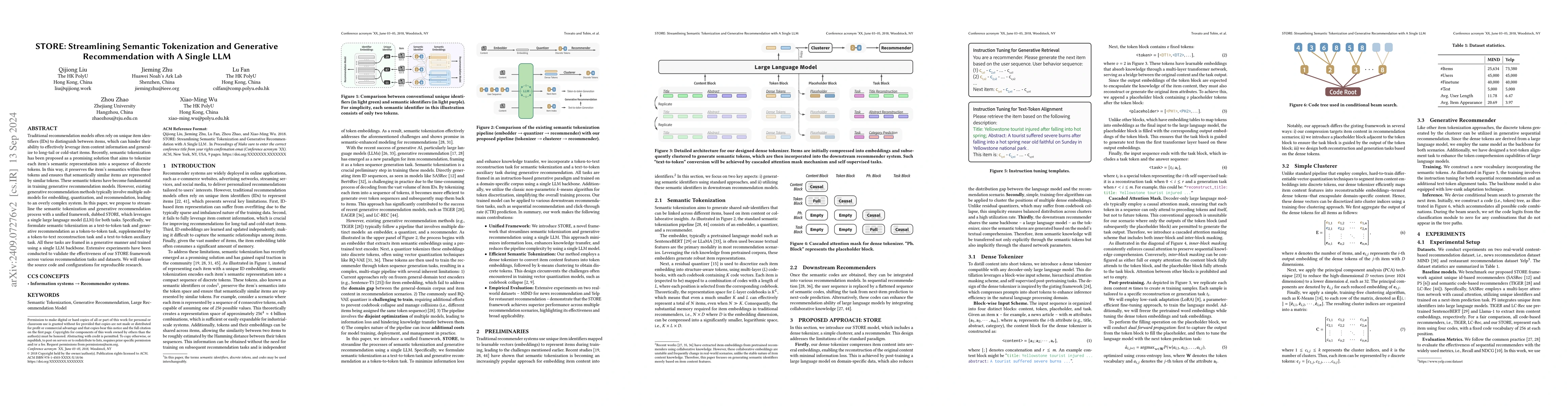 Thumbnail for STORE: Streamlining Semantic Tokenization and Generative Recommendation
  with A Single LLM