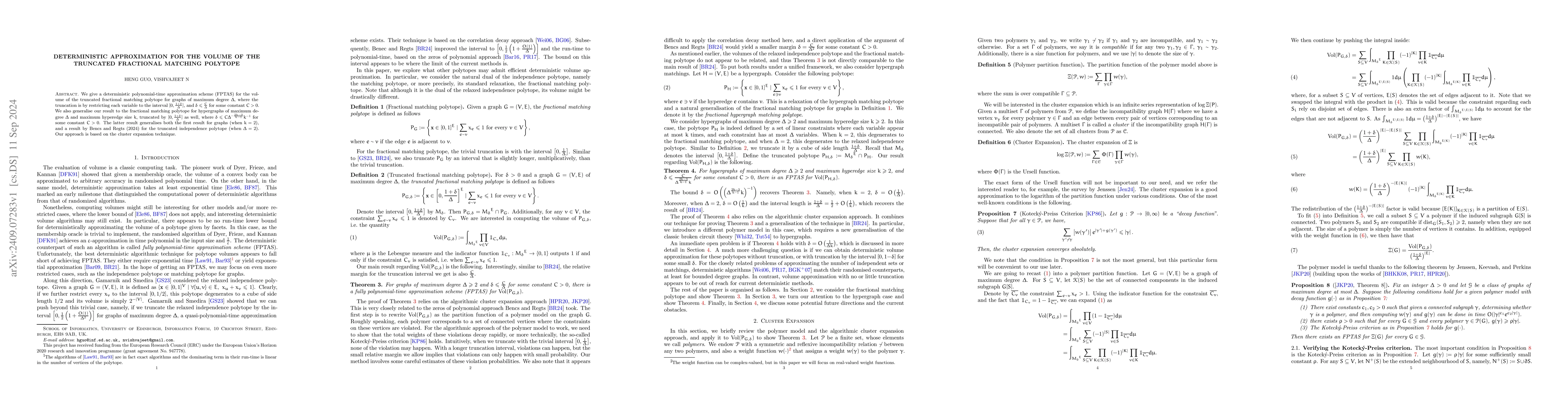 Thumbnail for Deterministic approximation for the volume of the truncated fractional
  matching polytope