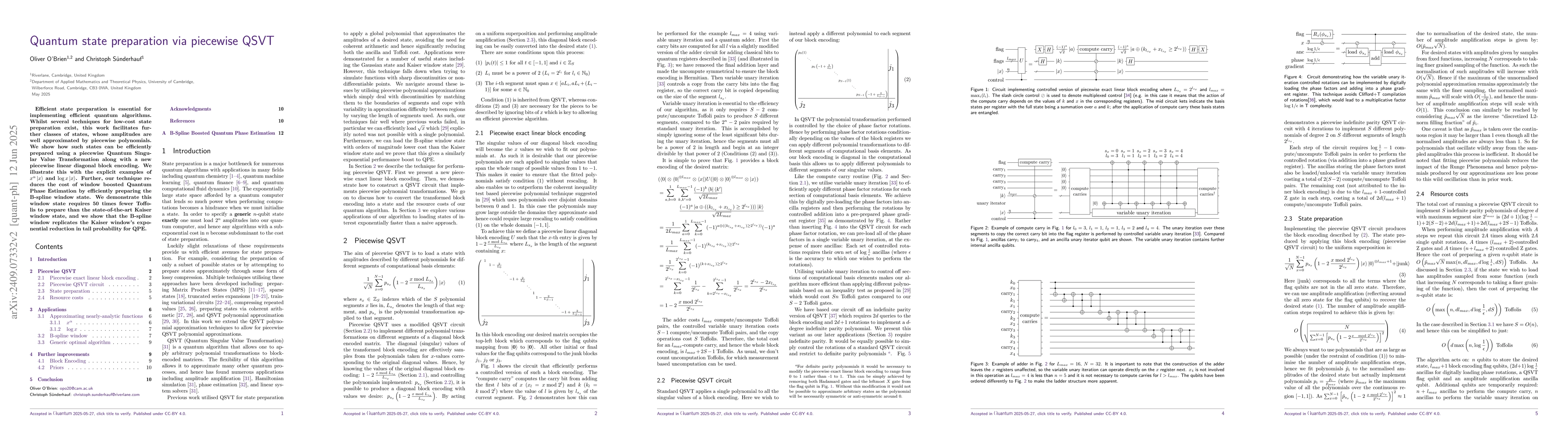 Thumbnail for Quantum state preparation via piecewise QSVT