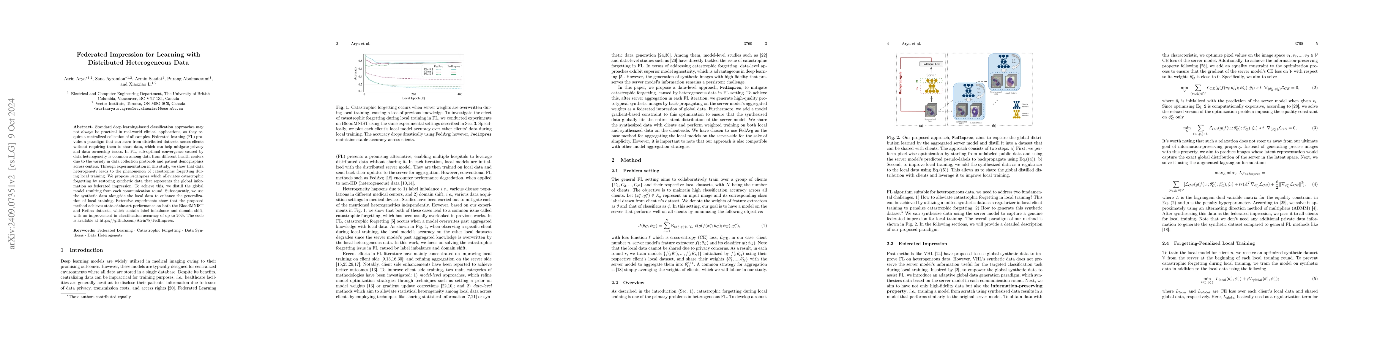 Thumbnail for Federated Impression for Learning with Distributed Heterogeneous Data