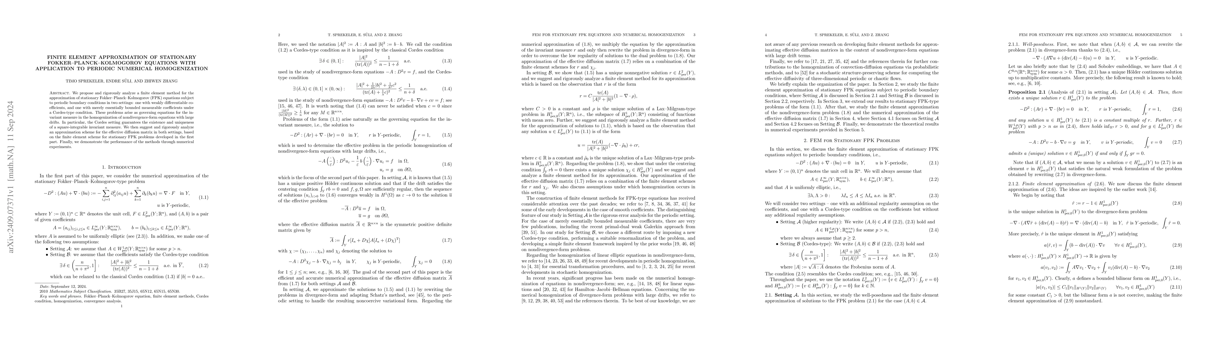 Thumbnail for Finite element approximation of stationary Fokker--Planck--Kolmogorov
  equations with application to periodic numerical homogenization