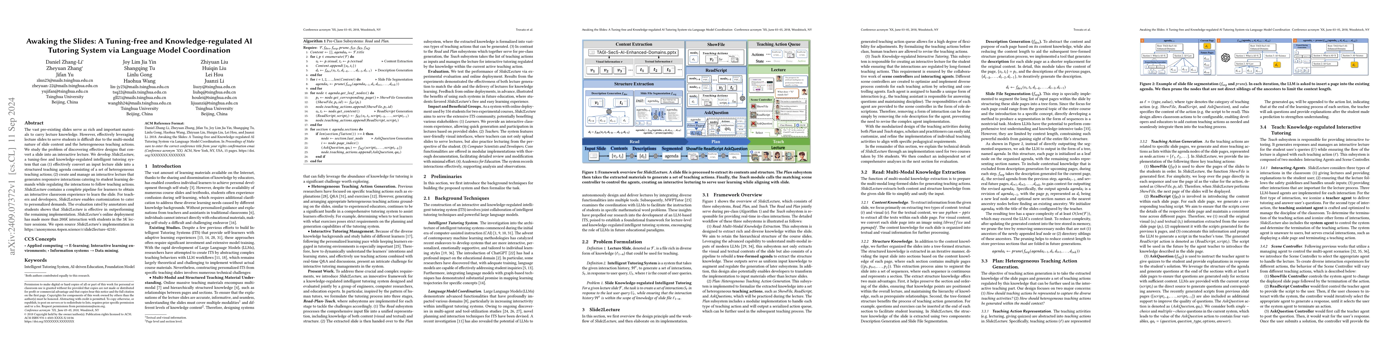 Thumbnail for Awaking the Slides: A Tuning-free and Knowledge-regulated AI Tutoring
  System via Language Model Coordination