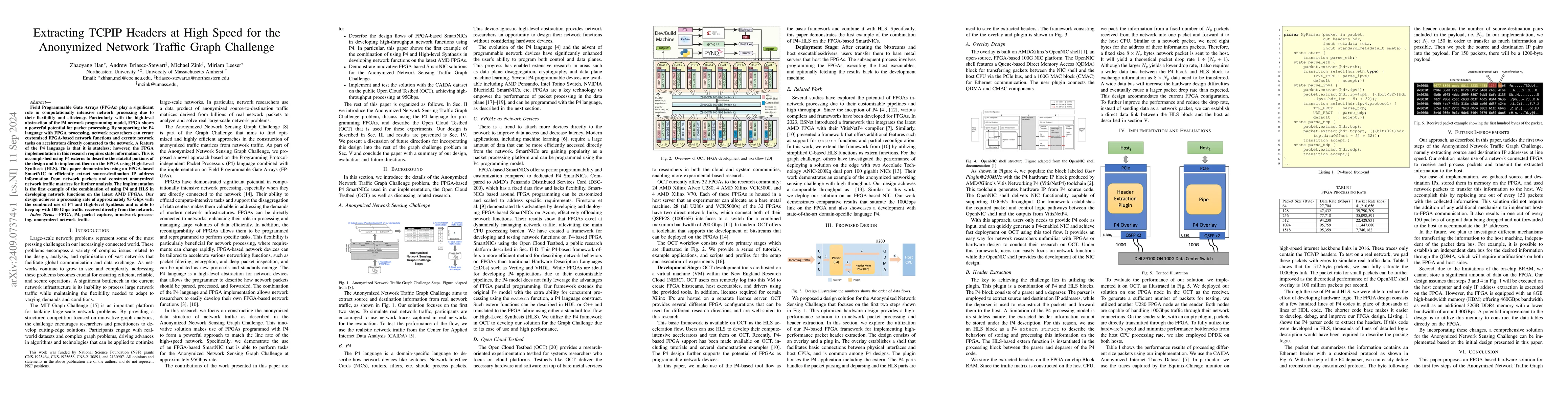 Thumbnail for Extracting TCPIP Headers at High Speed for the Anonymized Network
  Traffic Graph Challenge