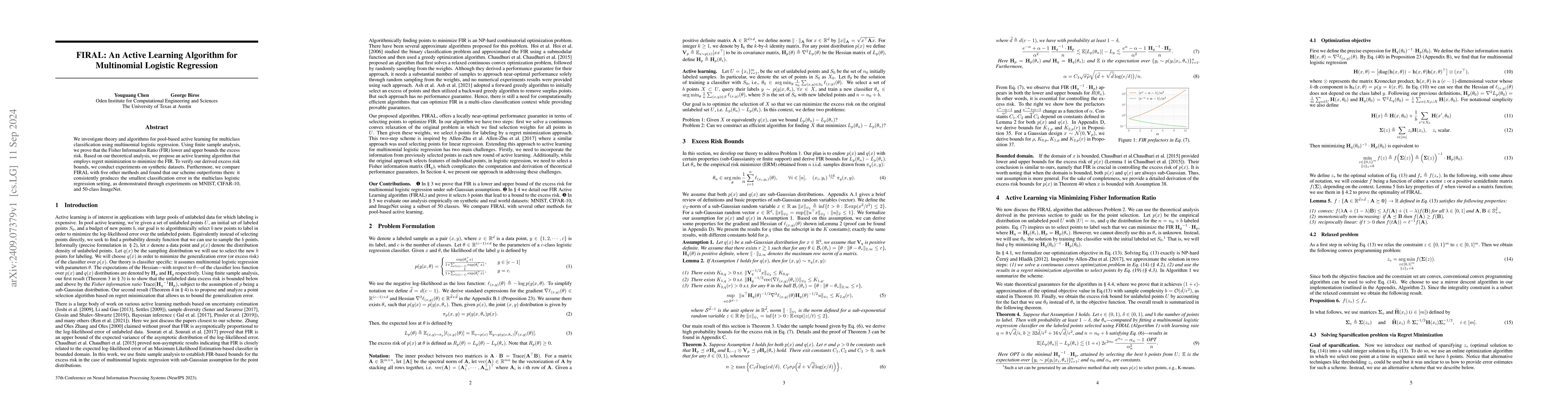 Thumbnail for FIRAL: An Active Learning Algorithm for Multinomial Logistic Regression