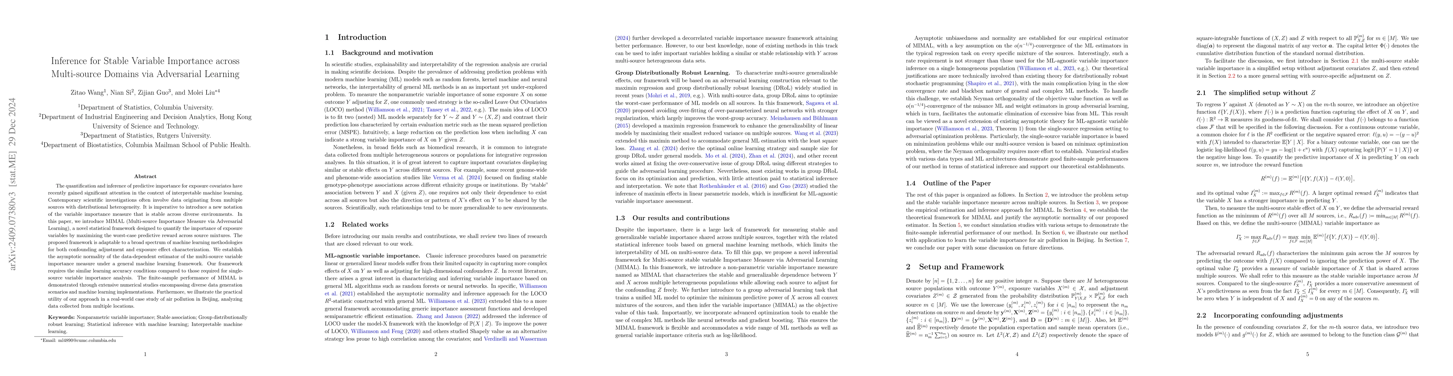 Thumbnail for Multi-source Stable Variable Importance Measure via Adversarial Machine
  Learning