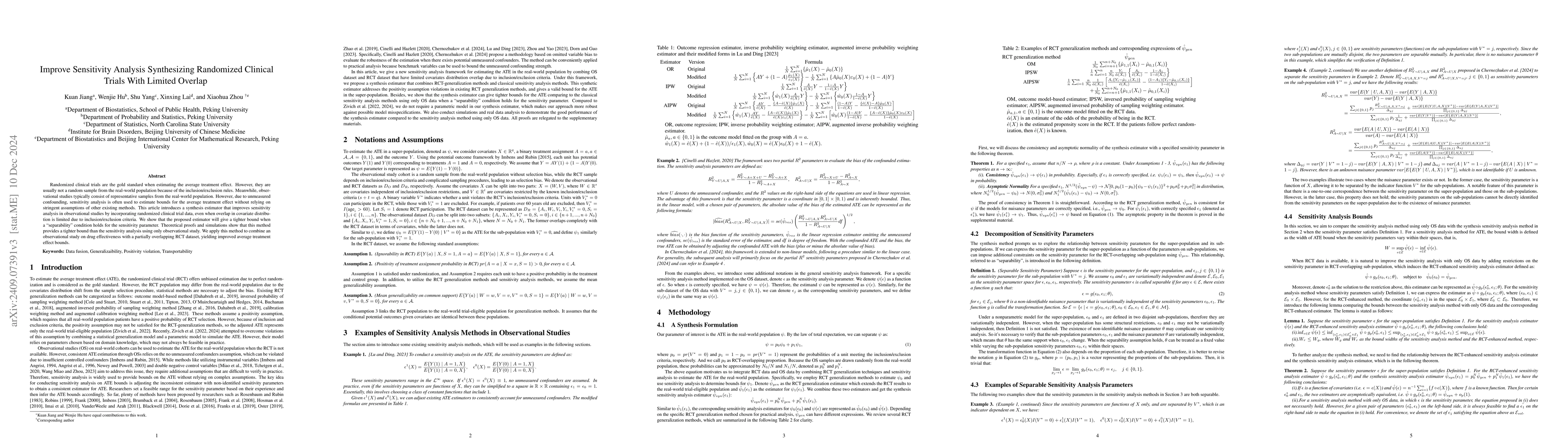 Thumbnail for Improve Sensitivity Analysis Synthesizing Randomized Clinical Trials
  With Limited Overlap