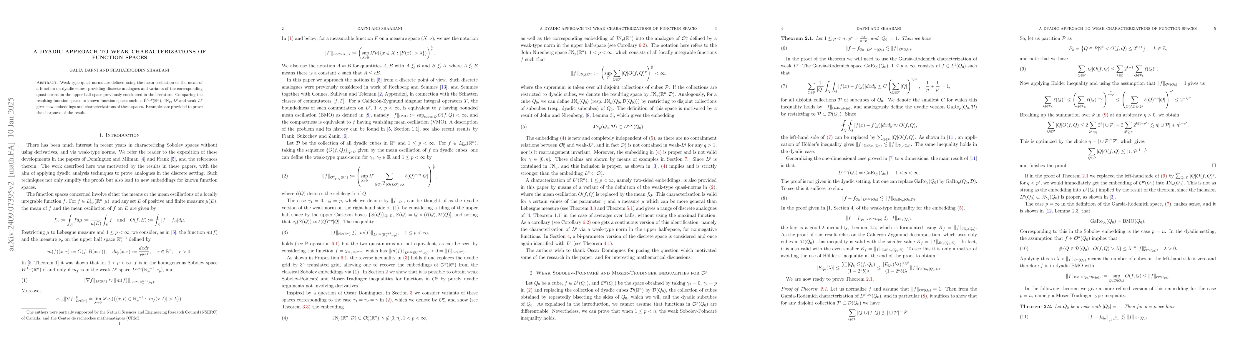 Thumbnail for A Dyadic Approach to Weak Characterizations of Function Spaces