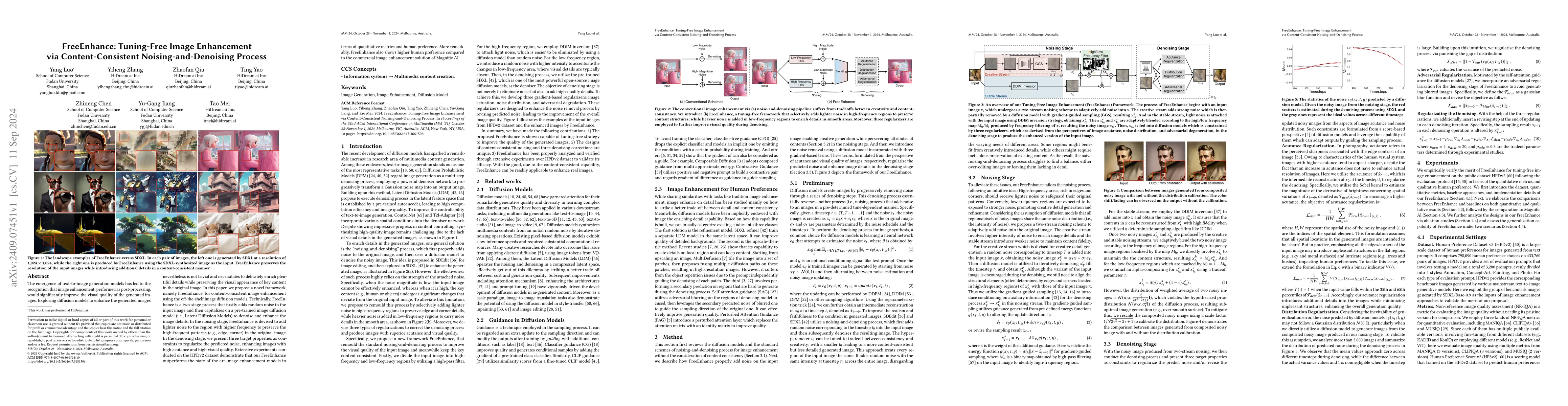 Thumbnail for FreeEnhance: Tuning-Free Image Enhancement via Content-Consistent
  Noising-and-Denoising Process