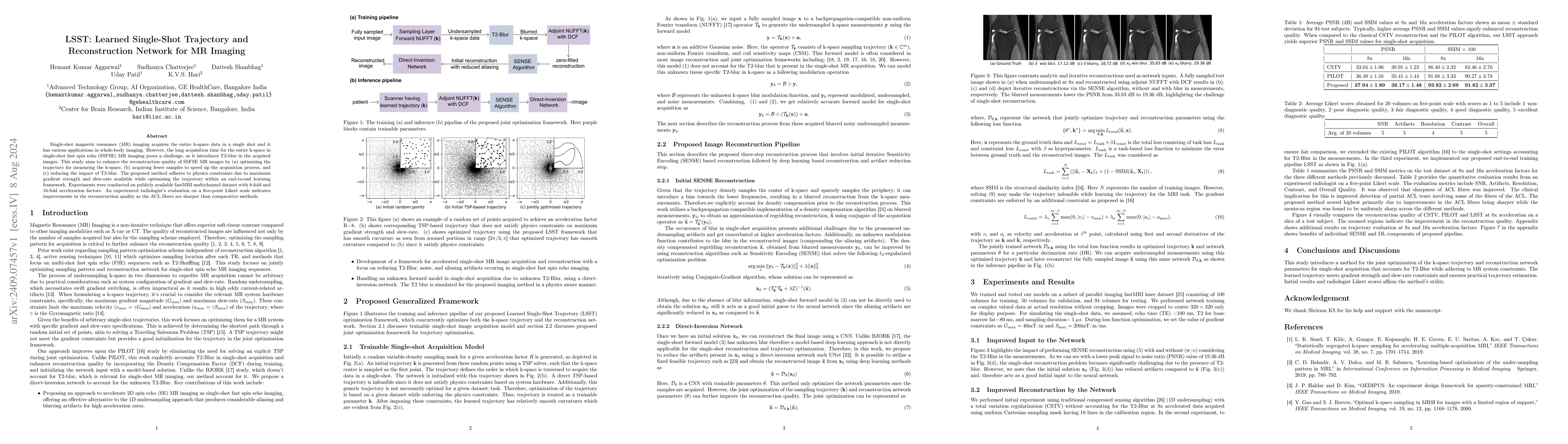Thumbnail for LSST: Learned Single-Shot Trajectory and Reconstruction Network for MR
  Imaging