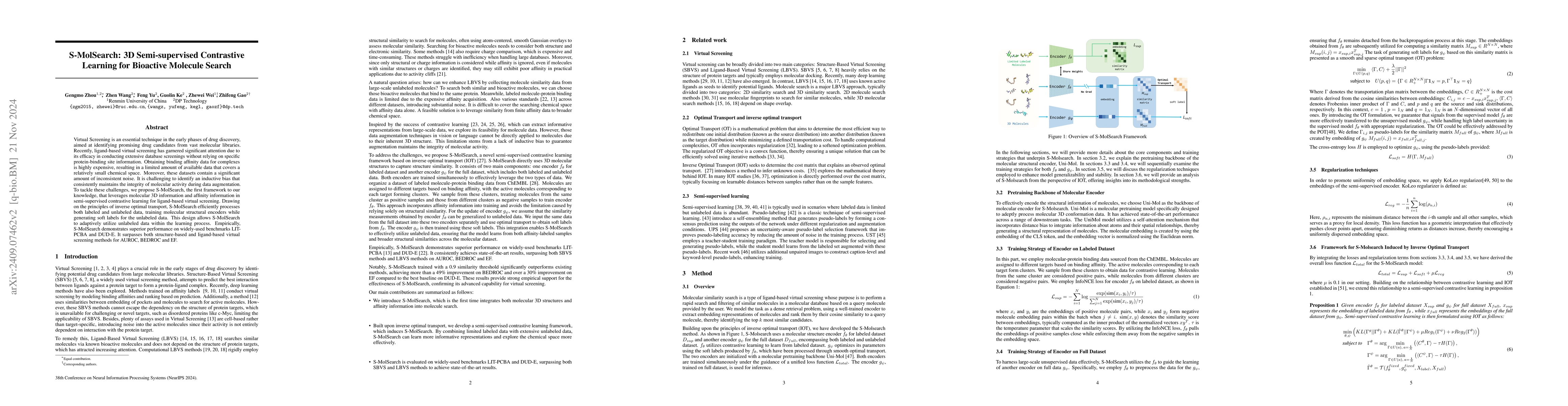 Thumbnail for S-MolSearch: 3D Semi-supervised Contrastive Learning for Bioactive
  Molecule Search