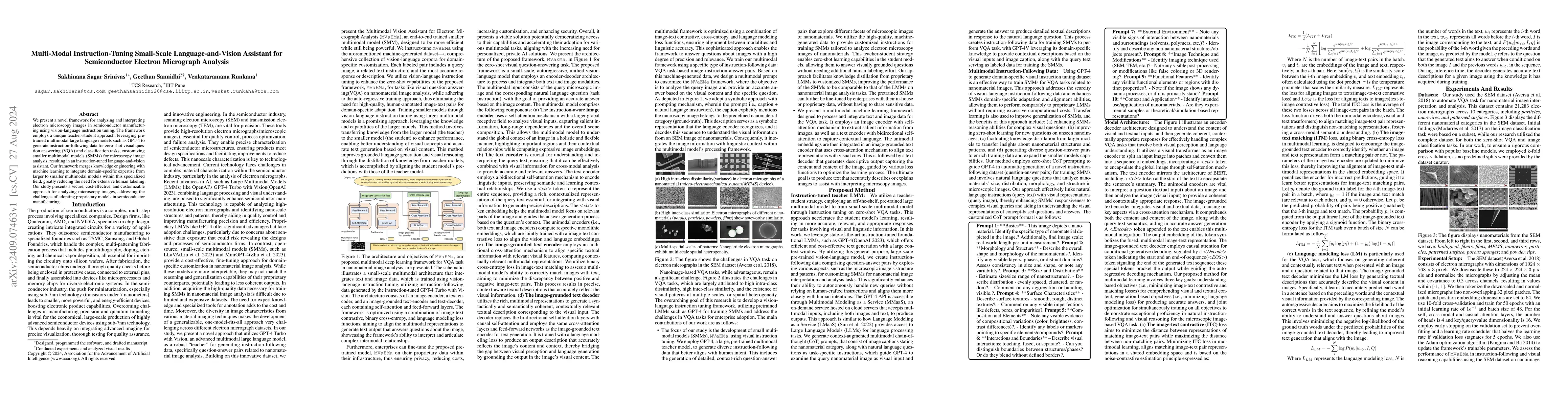 Thumbnail for Multi-Modal Instruction-Tuning Small-Scale Language-and-Vision Assistant
  for Semiconductor Electron Micrograph Analysis