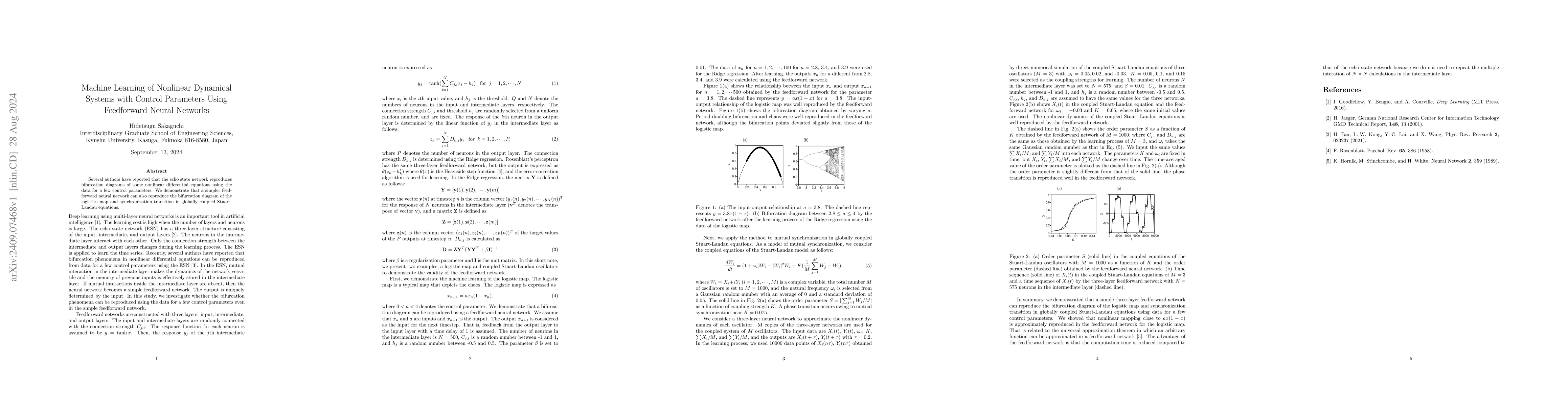 Thumbnail for Machine Learning of Nonlinear Dynamical Systems with Control Parameters
  Using Feedforward Neural Networks